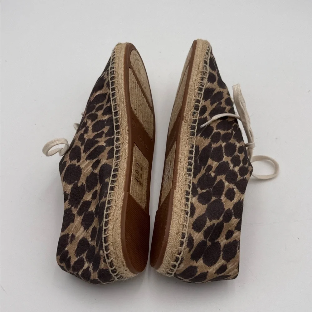 J. Crew Brown Leopard Espadrille canvas Sneakers women 10 casual vacation beach